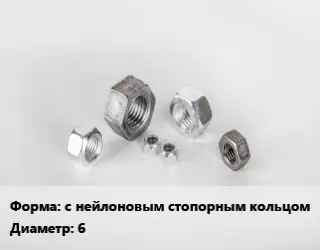 Гайка с нейлоновым стопорным кольцом D=6